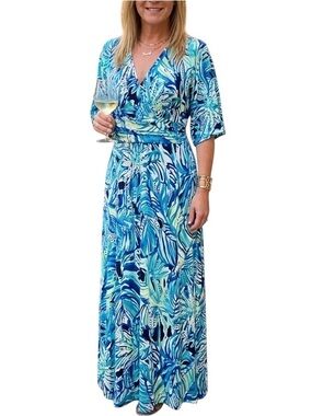 Lilly Pulitzer Parigi Maxi Dress Armadilly Dally Print Size L Petite length